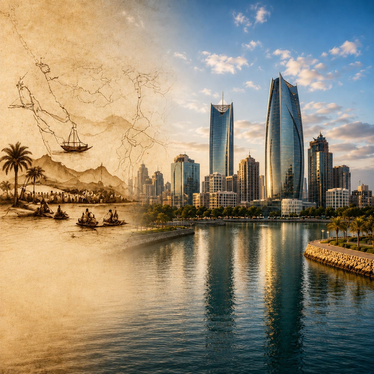 Historic shoreline of Abu Dhabi island